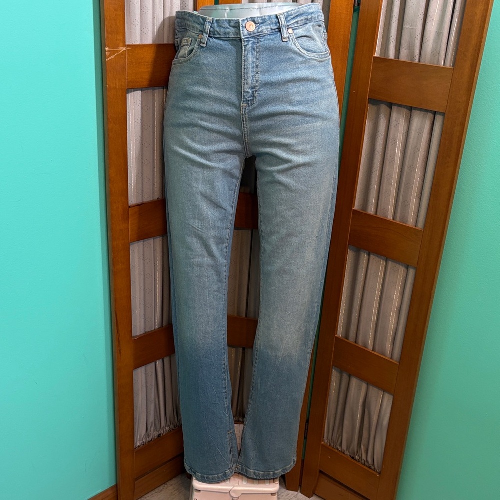 Serra Light Blue  slit Flare bottom Jeans